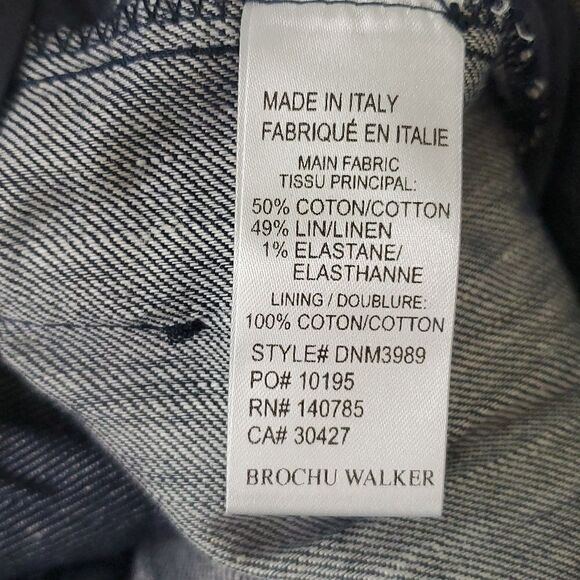 Brochu Walker Olena Pant- Indigo Linen Blend Straight Leg Size L NWT - Picture 8 of 11